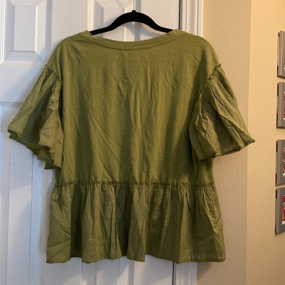 NWOT Anthropologie Baby Doll Peplum Top in Dried Herbs. Size Small - Picture 7 of 8